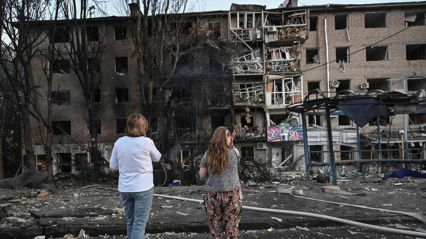 Aftermath of a Russian drone and missile strike in Zaporizhzhia