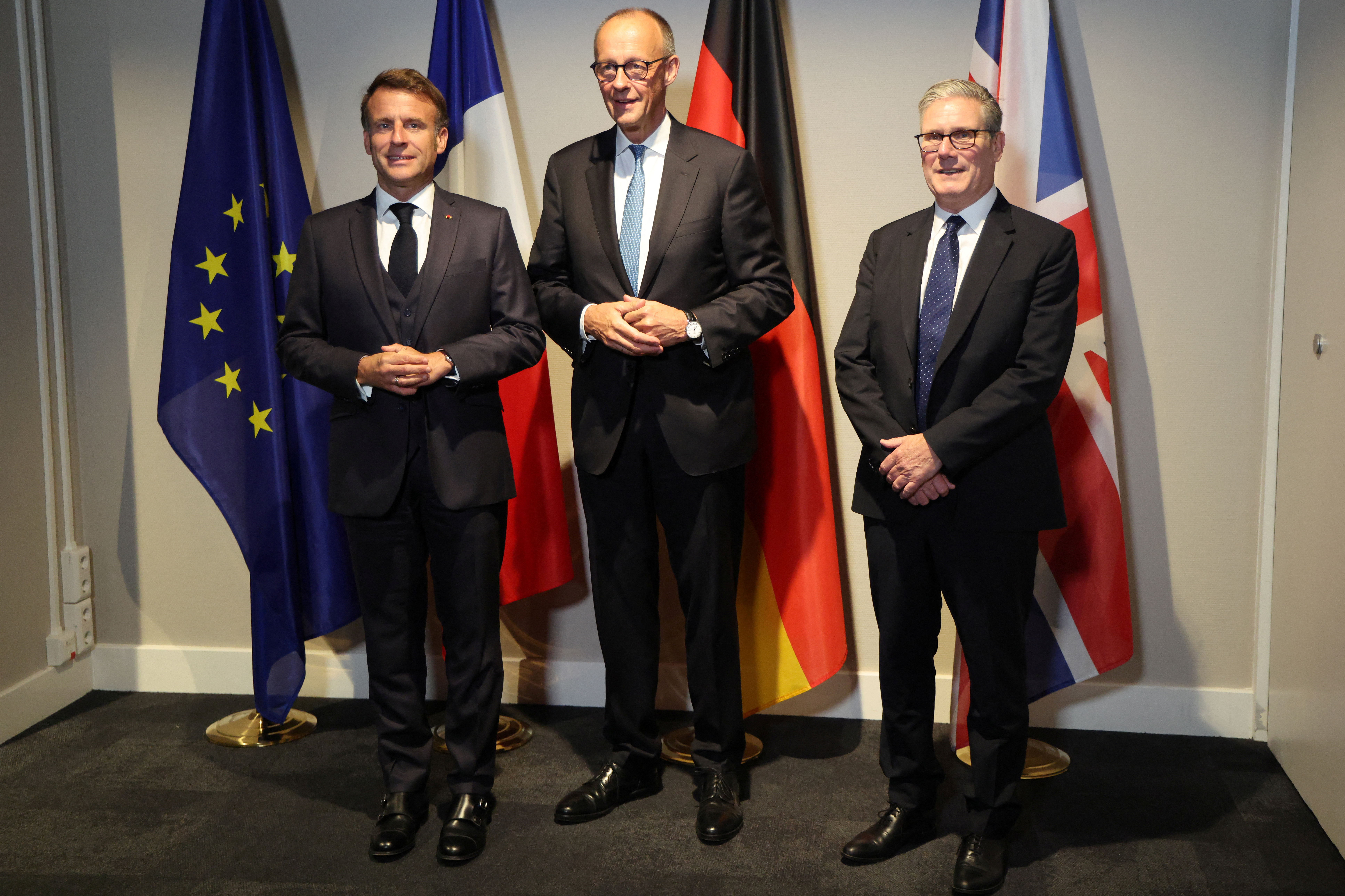 France's President Macron, Germany’s Chancellor Merz and Britain's Prime Minister Starmer meet in The Hague