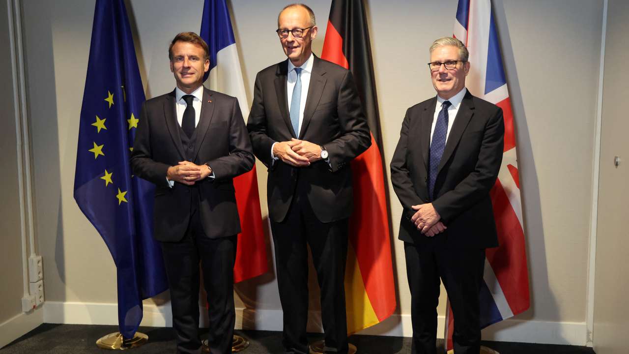 France's President Macron, Germany’s Chancellor Merz and Britain's Prime Minister Starmer meet in The Hague