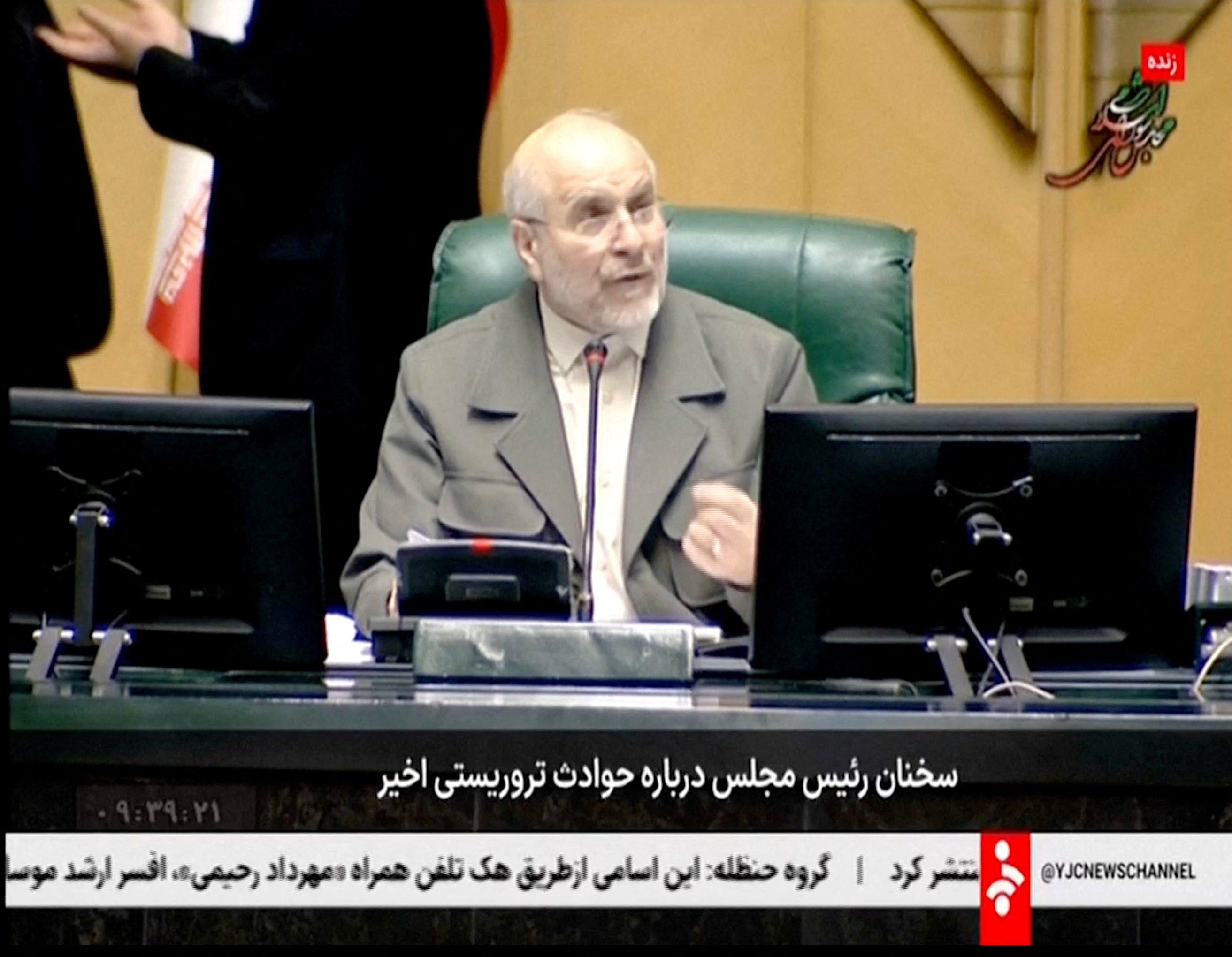 FILE PHOTO: Iran's Parliament Speaker, Mohammad Baqer Qalibaf speaks in parliament about Iran's response to possible U.S. attacks