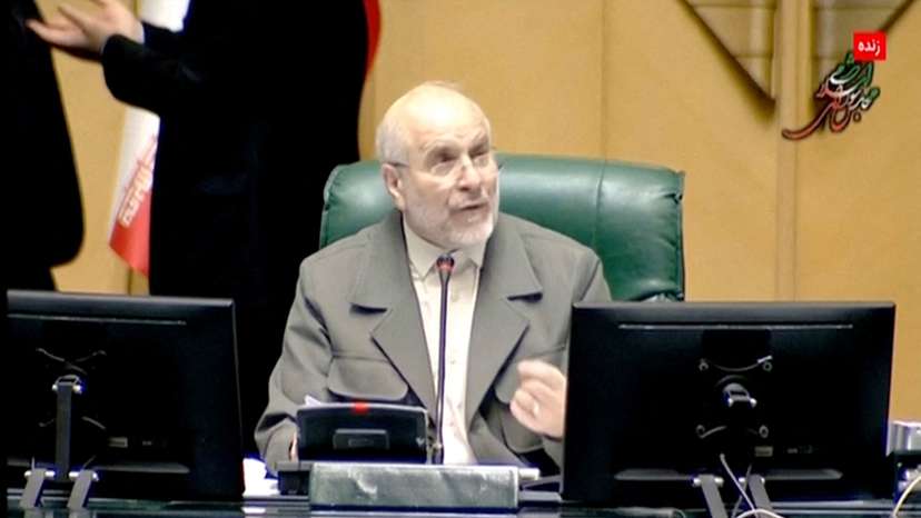 FILE PHOTO: Iran's Parliament Speaker, Mohammad Baqer Qalibaf speaks in parliament about Iran's response to possible U.S. attacks