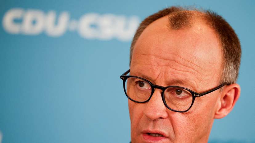 FILE PHOTO: German chancellor-in-waiting Merz addresses the media in Berlin