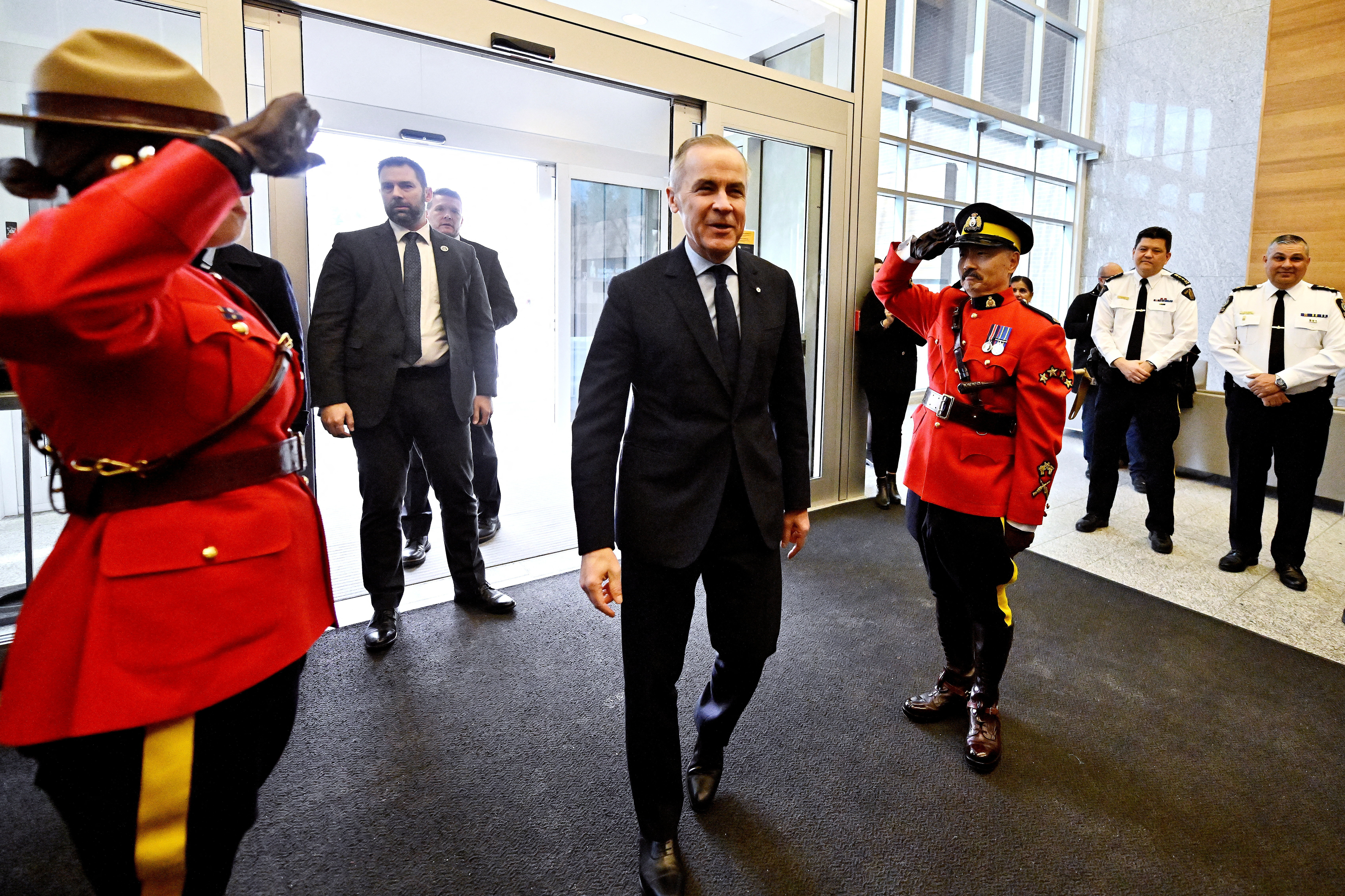 Canada’s Prime Minister Mark Carney meets with law enforcement in Surrey, B.C.