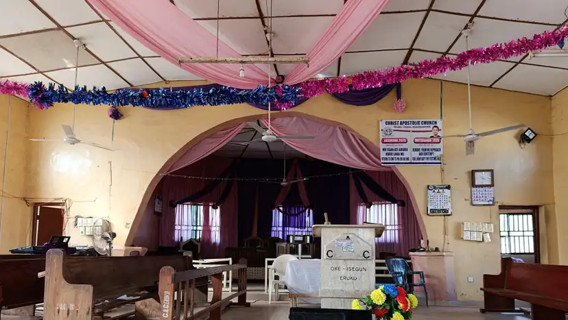 An interior view of the Christ Apostolic Church in the town of Eruku in central Nigeria's Kwara state