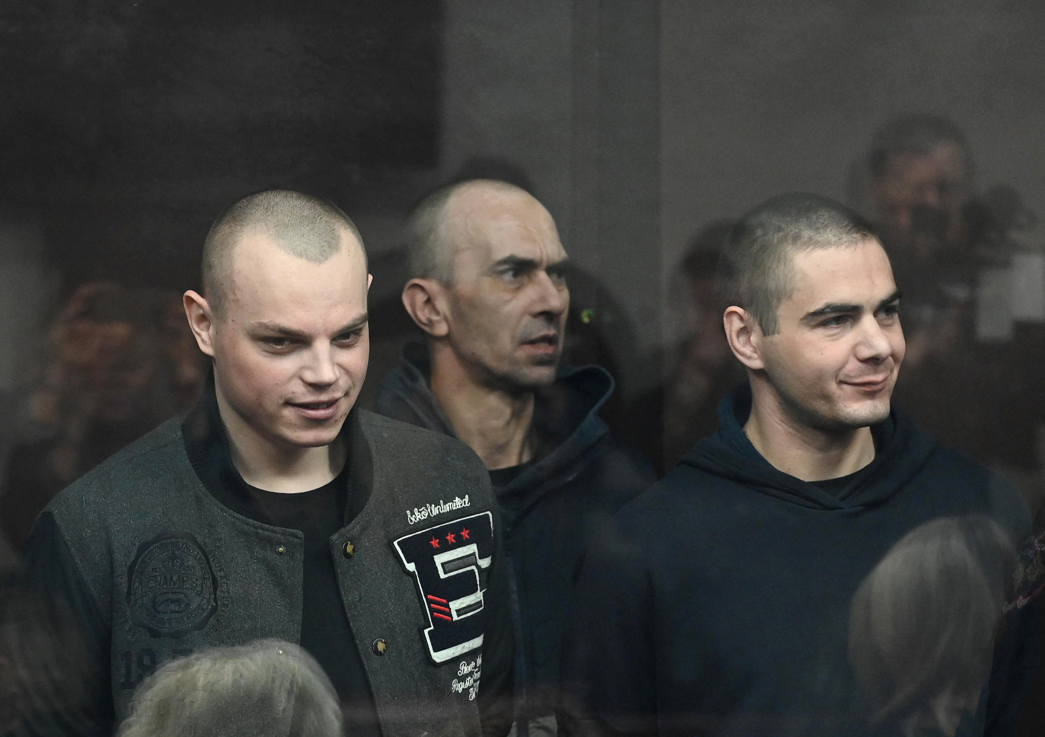 Members of Ukraine's Aidar Battalion attend a court hearing in Rostov-on-Don