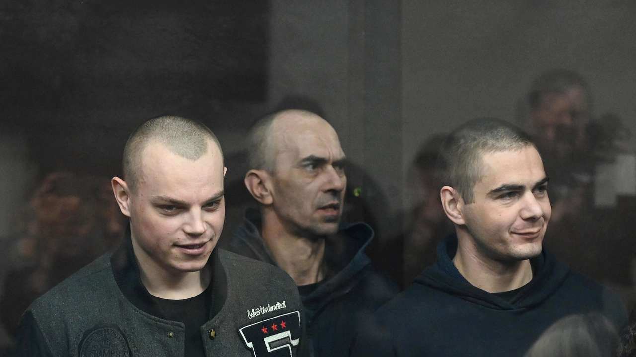 Members of Ukraine's Aidar Battalion attend a court hearing in Rostov-on-Don