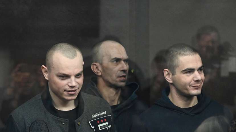 Members of Ukraine's Aidar Battalion attend a court hearing in Rostov-on-Don
