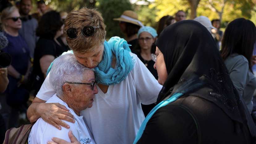 Memorial service for Vivian Silver, a Canadian-born peace activist from Kibbutz Beeri, in Kibbutz Gezer