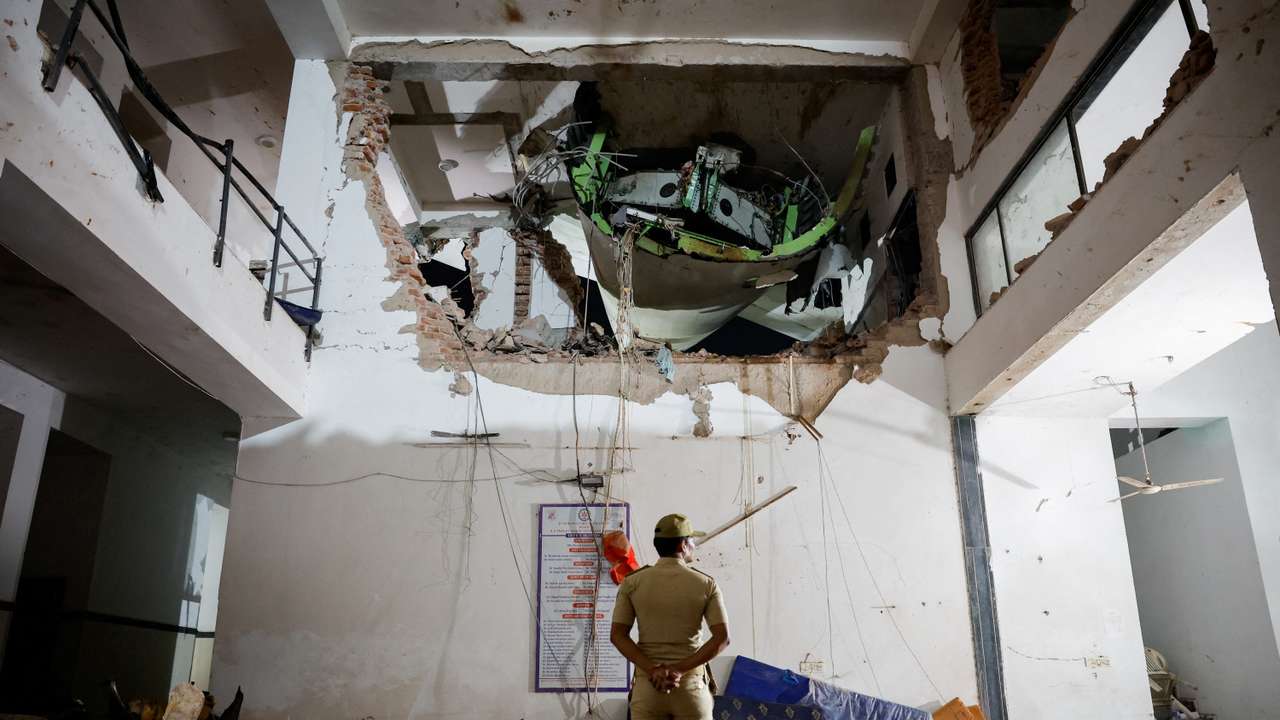 FILE PHOTO: Wreckage of the Air India plane after it crashed on take-off from Ahmedabad, India