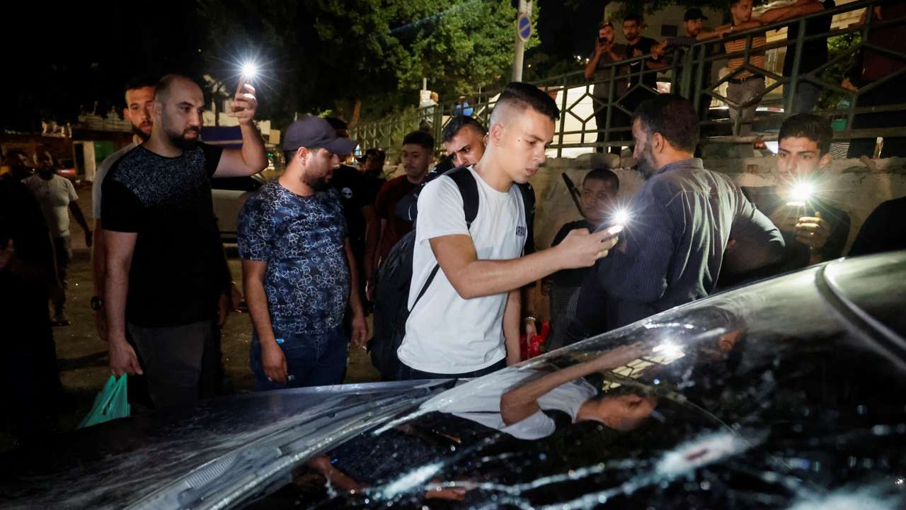 Bullet holes are seen on a vehicle, after Israeli police says forces killed Palestinian militants, in Nablus