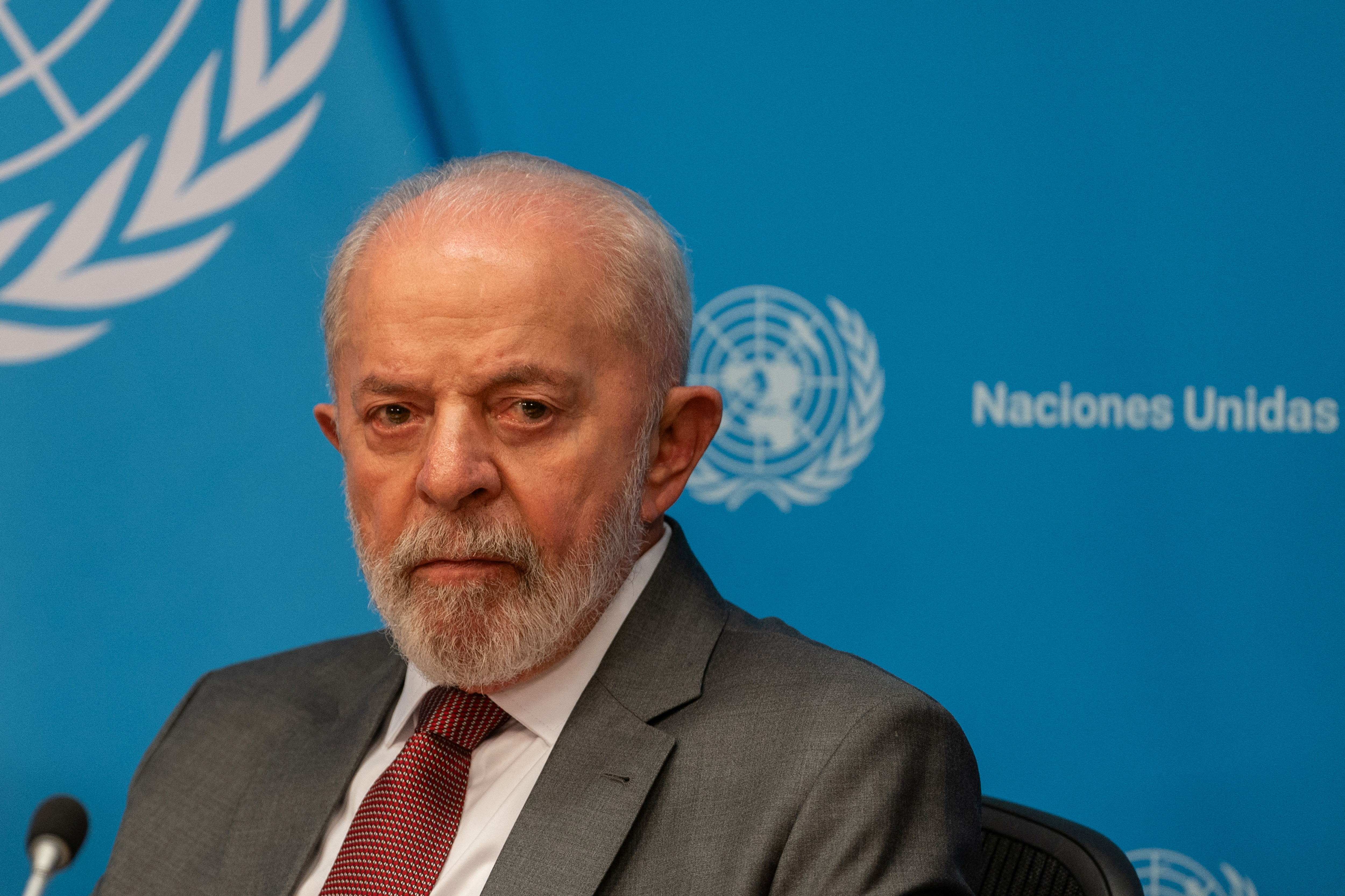 Brazil's President Luiz Inacio Lula da Silva holds a press conference