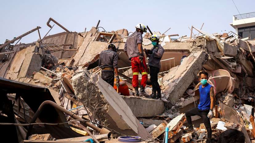 Aftermath of strong earthquake, in Mandalay