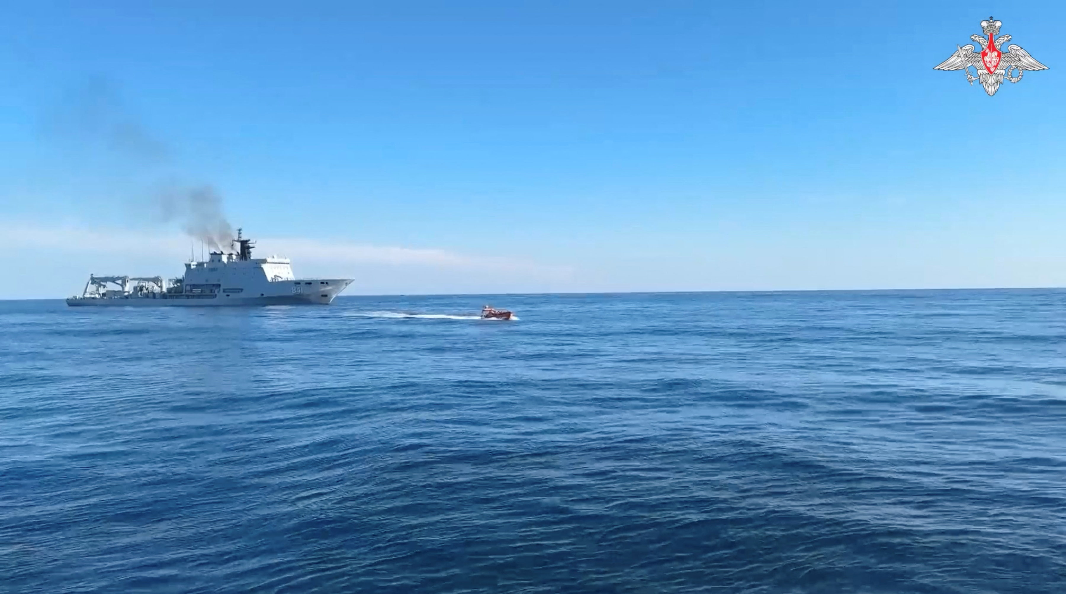Russian and Chinese navies on underwater search and rescue drills in the Sea of Japan