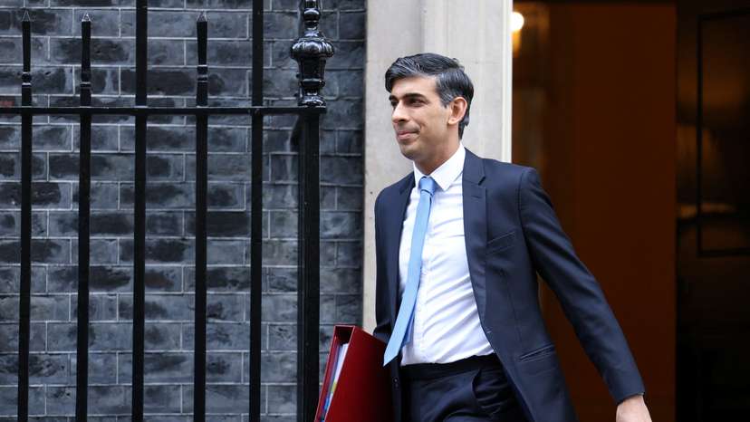 Britain's PM Rishi Sunak leaves Downing Street in London