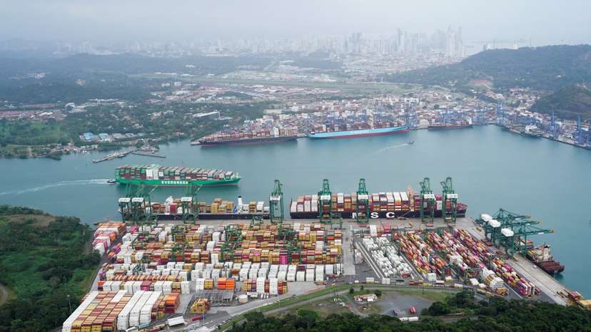 Aerial view of the Panama Canal