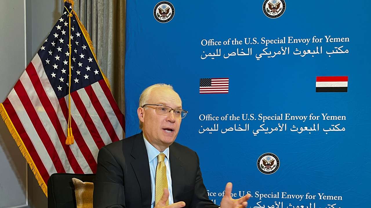U.S. special envoy for Yemen Tim Lenderking, attends an interview with Reuters in Amman