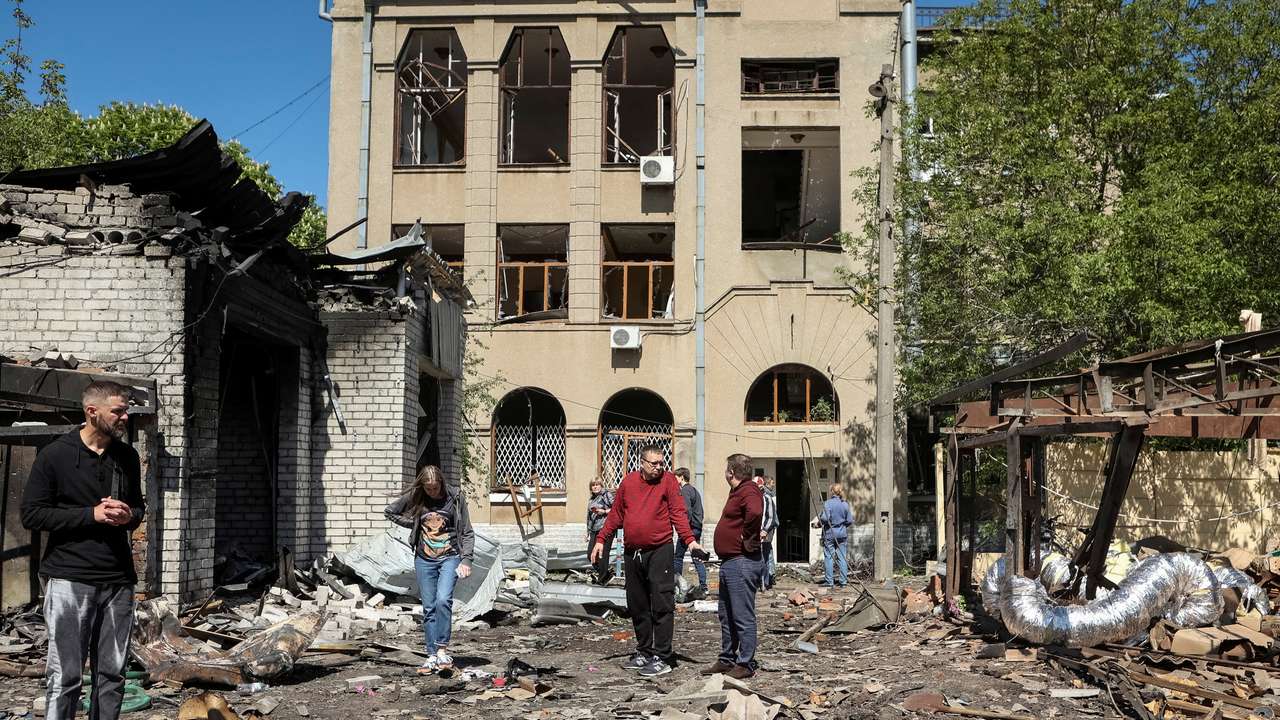 FILE PHOTO: Aftermath of a Russian missile strike in Kharkiv