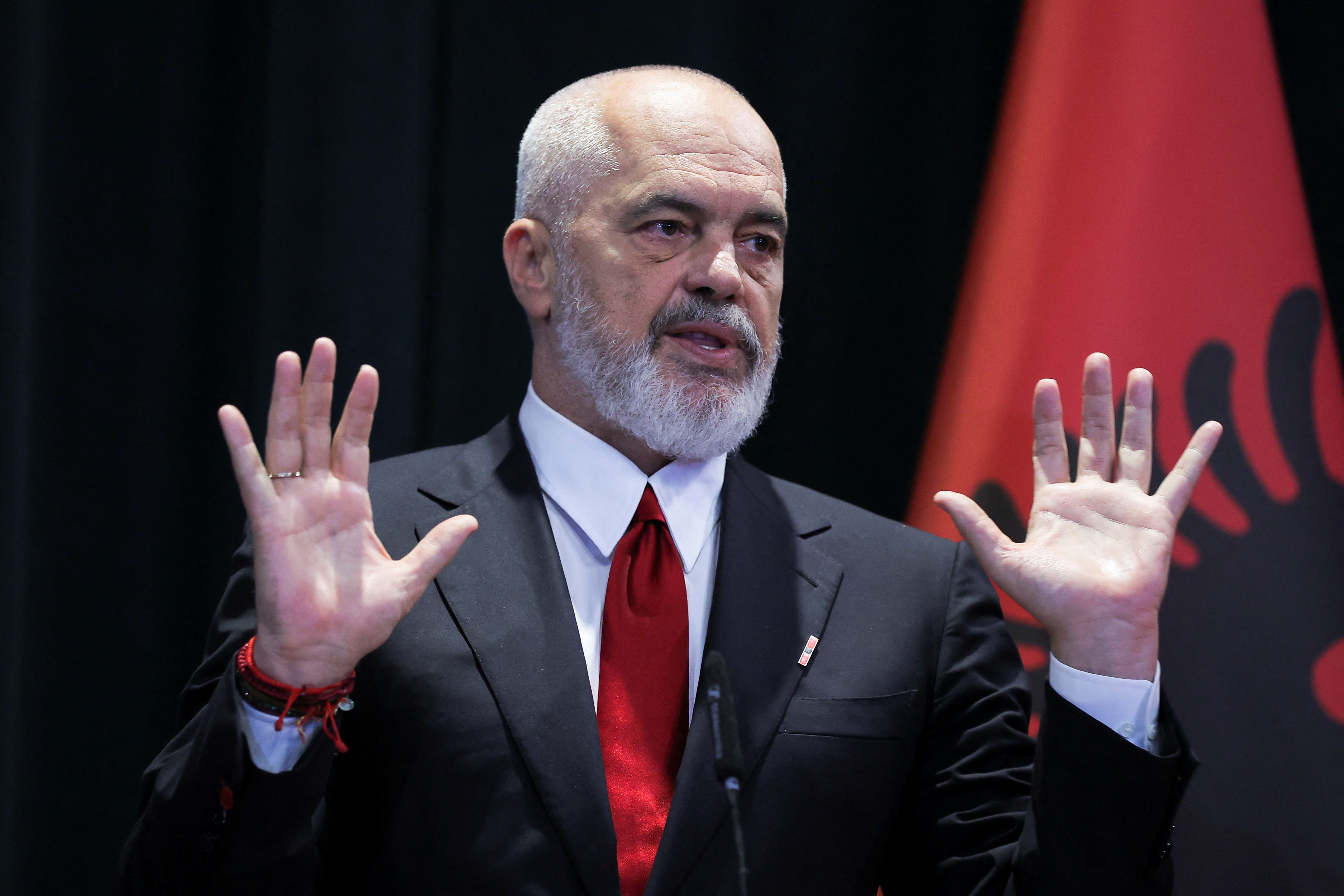 France's President Emmanuel Macron visits Tirana