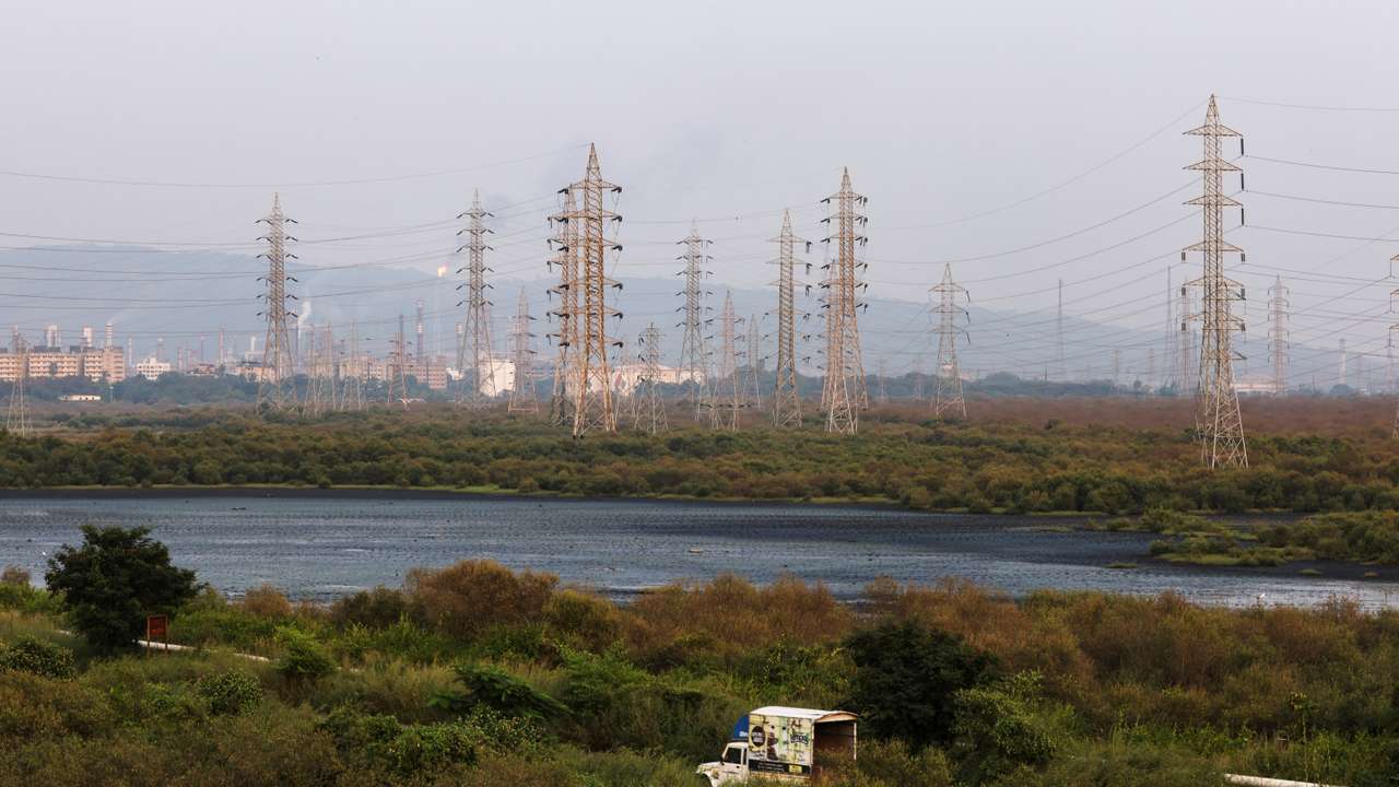 A general view of electricity pylons in Mumbai