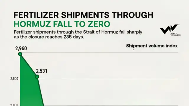 Fertilizer shipments through Strait of Hormuz fall to zero as food security fears grow