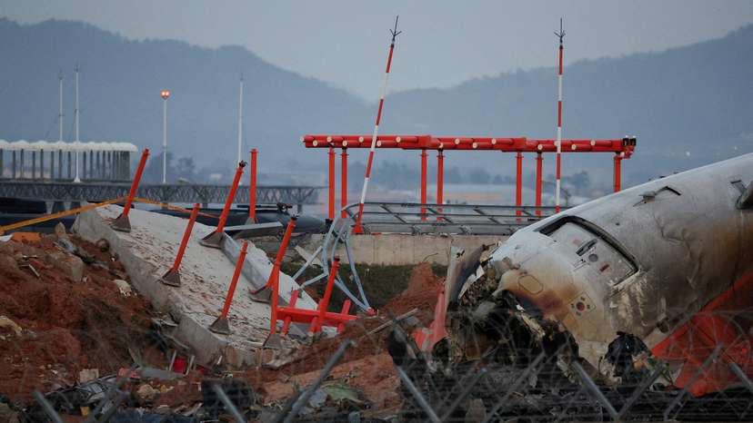 FILE PHOTO: Wreckage of crashed Jeju Air aircraft in Muan, South Korea