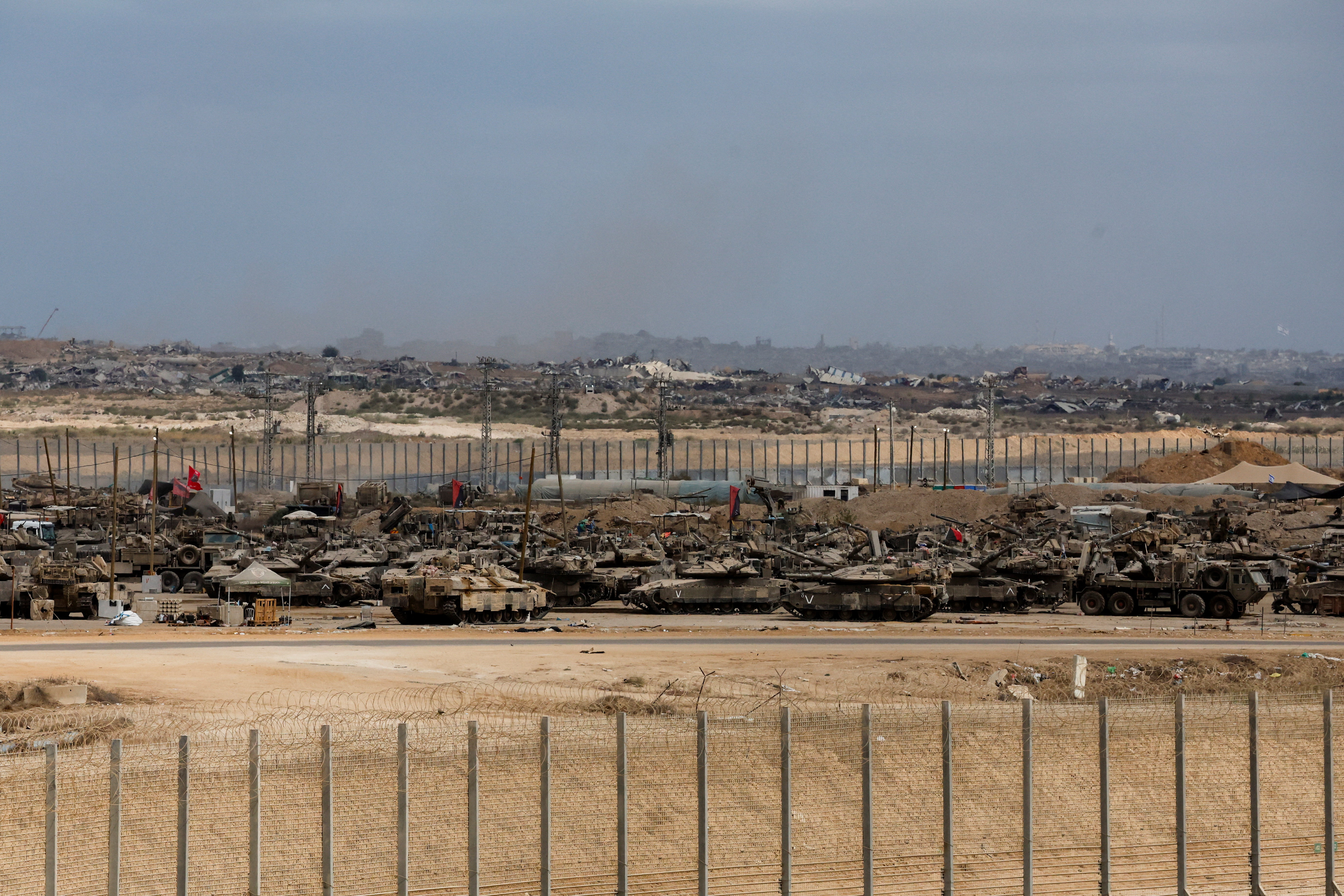 Israel-Gaza border after U.S. President Donald Trump announced that Israel and Hamas agreed on the first phase of a Gaza ceasefire