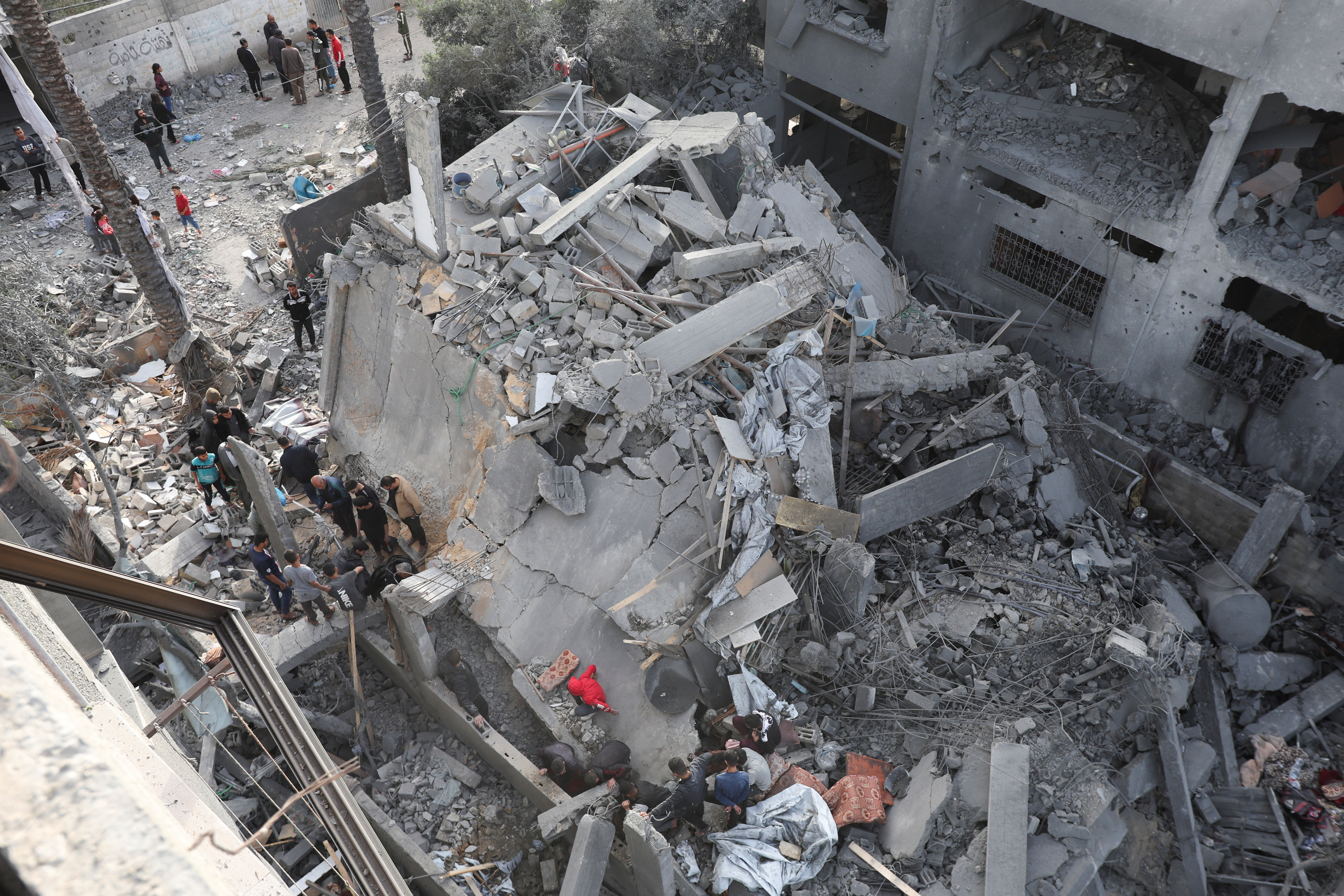 Aftermath of an Israeli strike on a house, in Deir Al-Balah in the central Gaza Strip