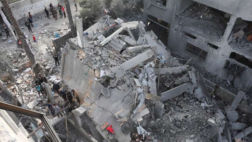 Aftermath of an Israeli strike on a house, in Deir Al-Balah in the central Gaza Strip