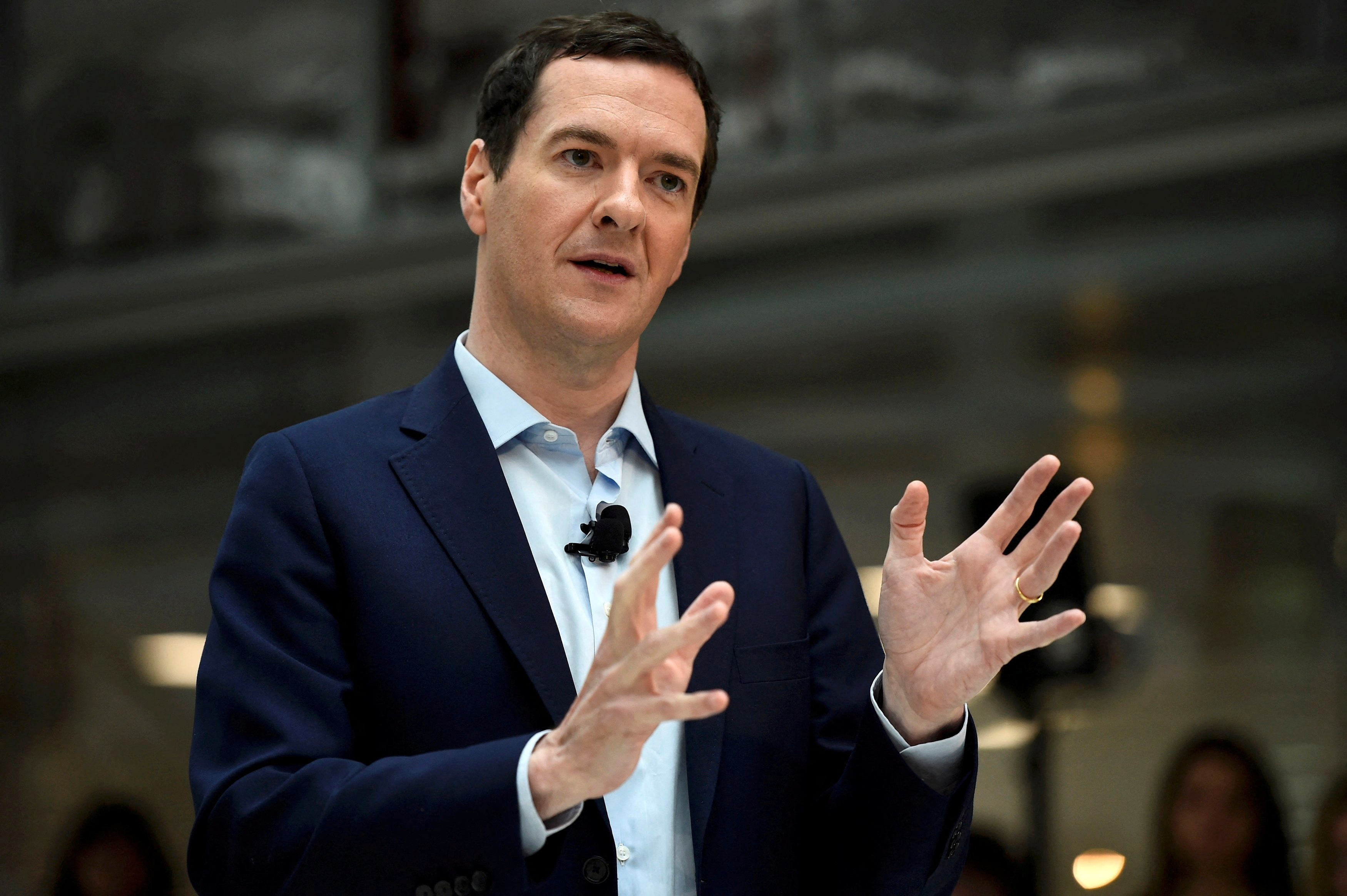 FILE PHOTO: Britain's Chancellor of the Exchequer George Osborne speaks at a Remain in the EU campaign event at JP Morgan's corporate centre in Bournemouth