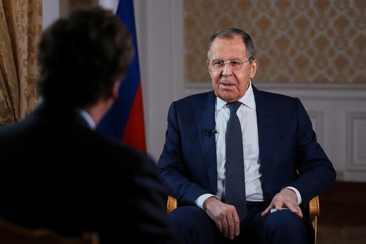 Russian Foreign Minister Lavrov gives interview to U.S. journalist Carlson in Moscow