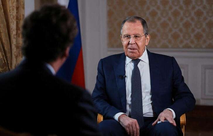 Russian Foreign Minister Lavrov gives interview to U.S. journalist Carlson in Moscow