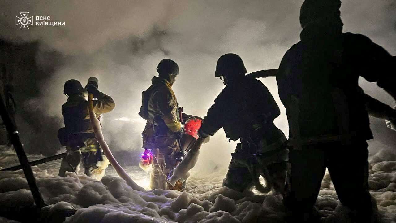 Aftermath of a Russian drone attack in Kyiv region