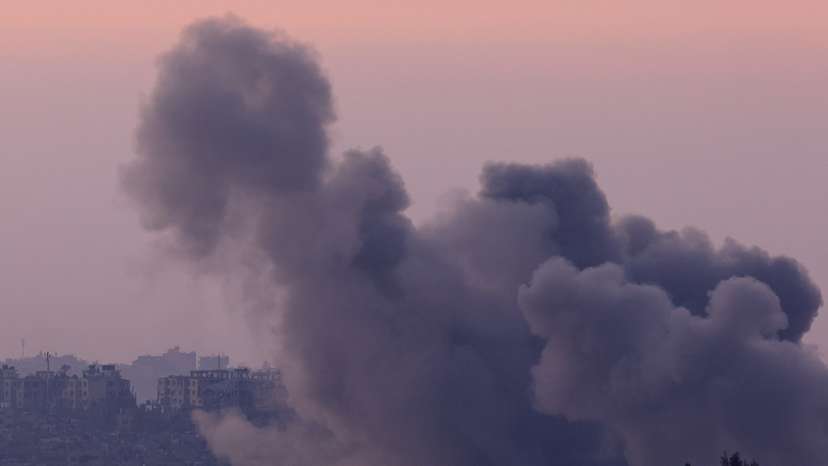 Smoke rises over Gaza, amid the ongoing conflict between Israel and the Palestinian group Hamas, as seen from south Israel