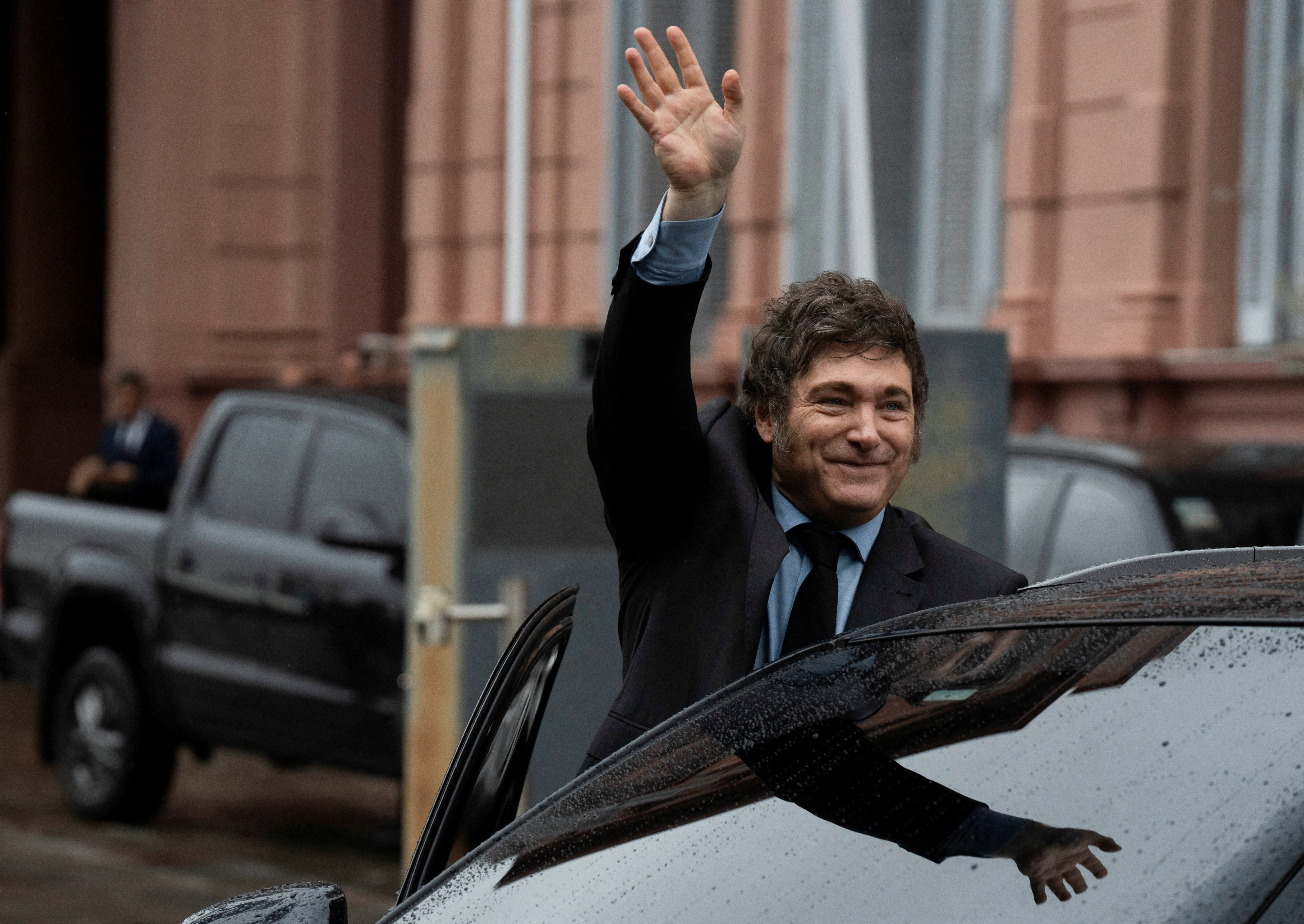 FILE PHOTO: Argentina's President Javier Milei and his French counterpart Emmanuel Macron meet, in Buenos Aires