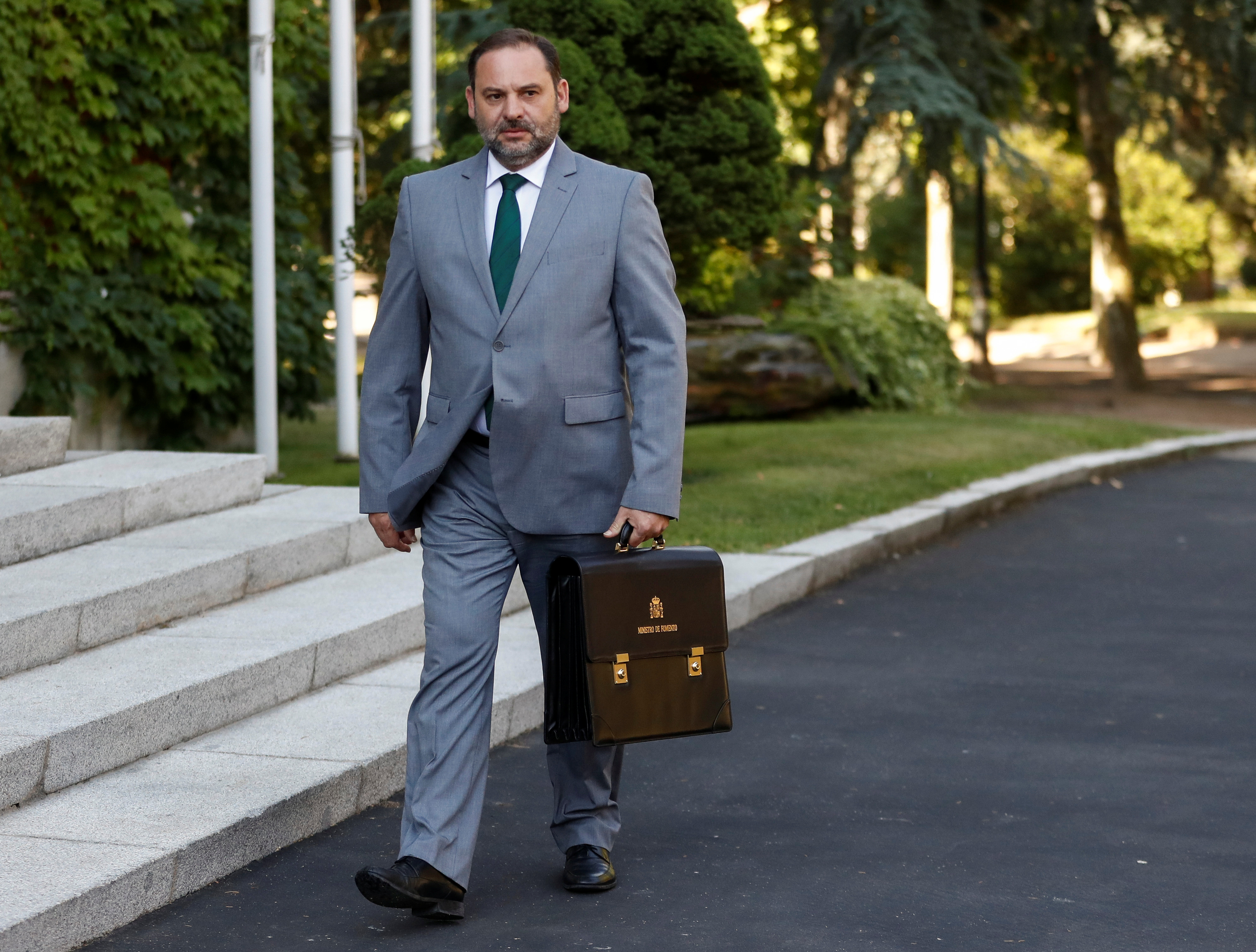 Spain's Development Minister Jose Luis Abalos arrives for a cabinet meeting at the Moncloa Palace in Madrid