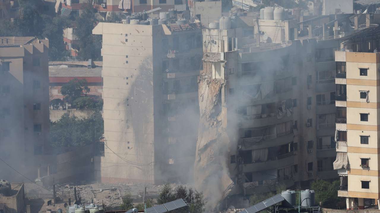 Aftermath of Israeli strikes on Beirut's southern suburbs