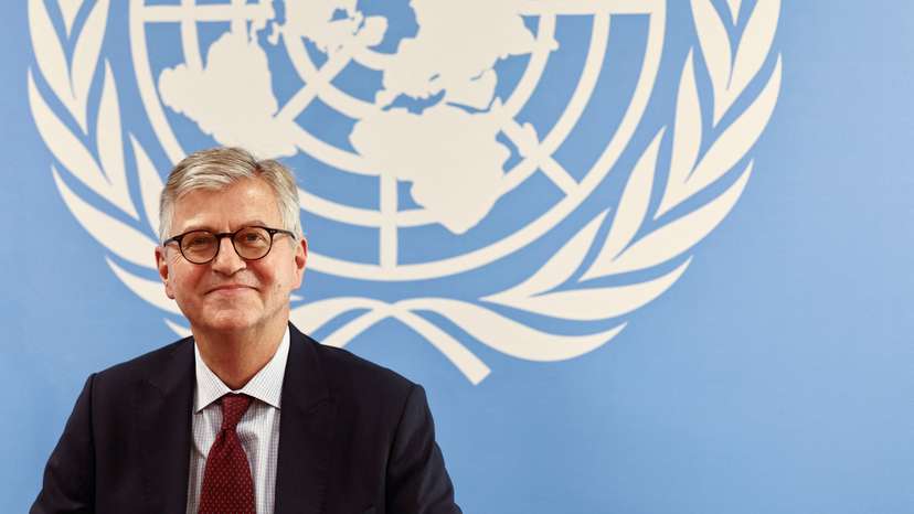 Jean-Pierre Lacroix, United Nations Under-Secretary-General for Peacekeeping Operations attends a press conference in Baabda