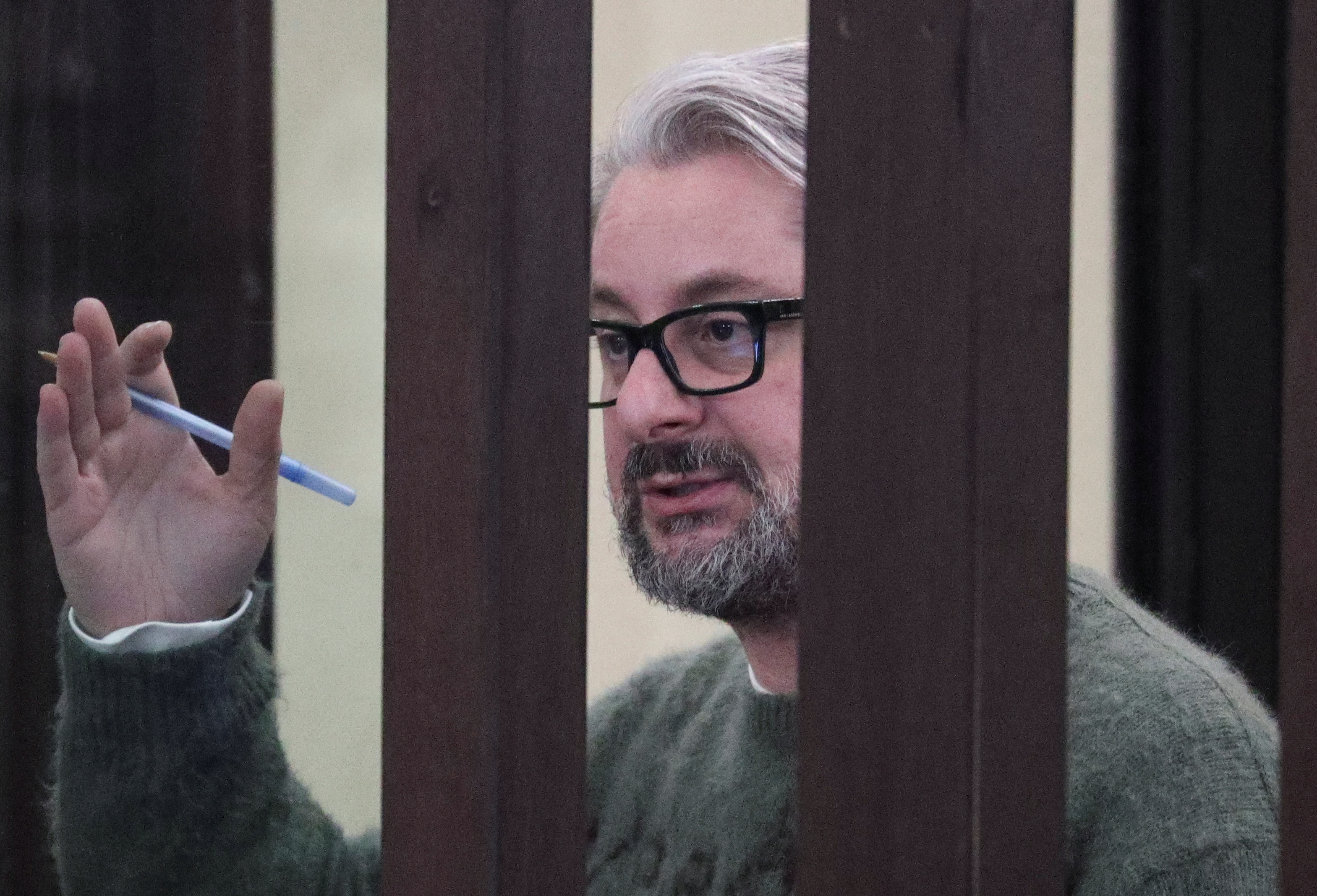 Georgian opposition figure Nika Gvaramia attends a court hearing in Tbilisi