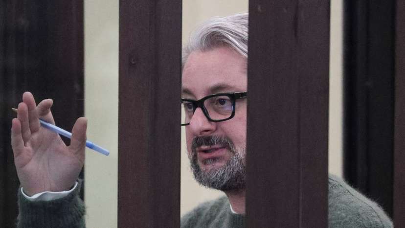 Georgian opposition figure Nika Gvaramia attends a court hearing in Tbilisi