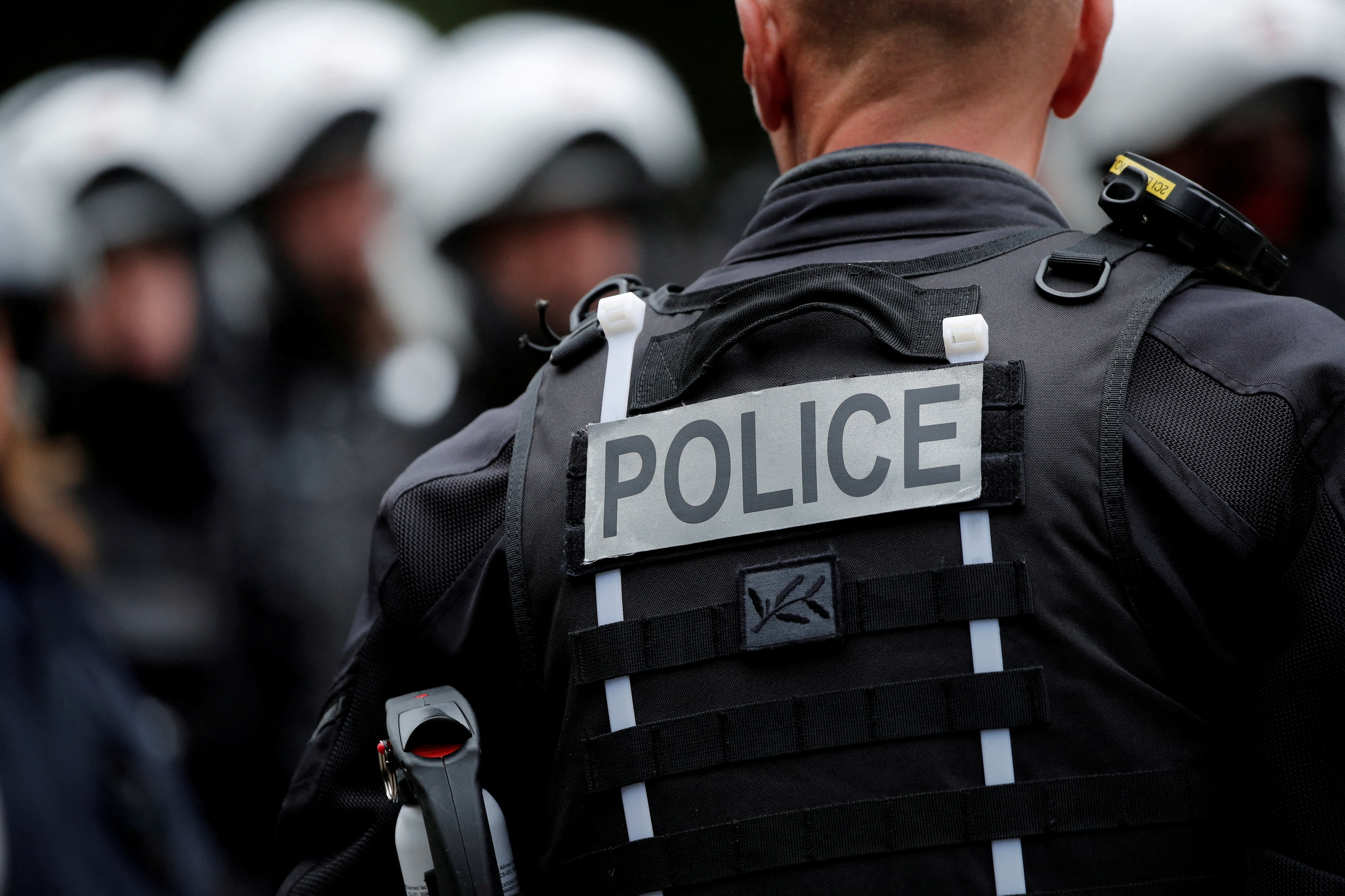 FILE PHOTO: Members of the French riot Police take part in a training exercise in Ris-Orangis