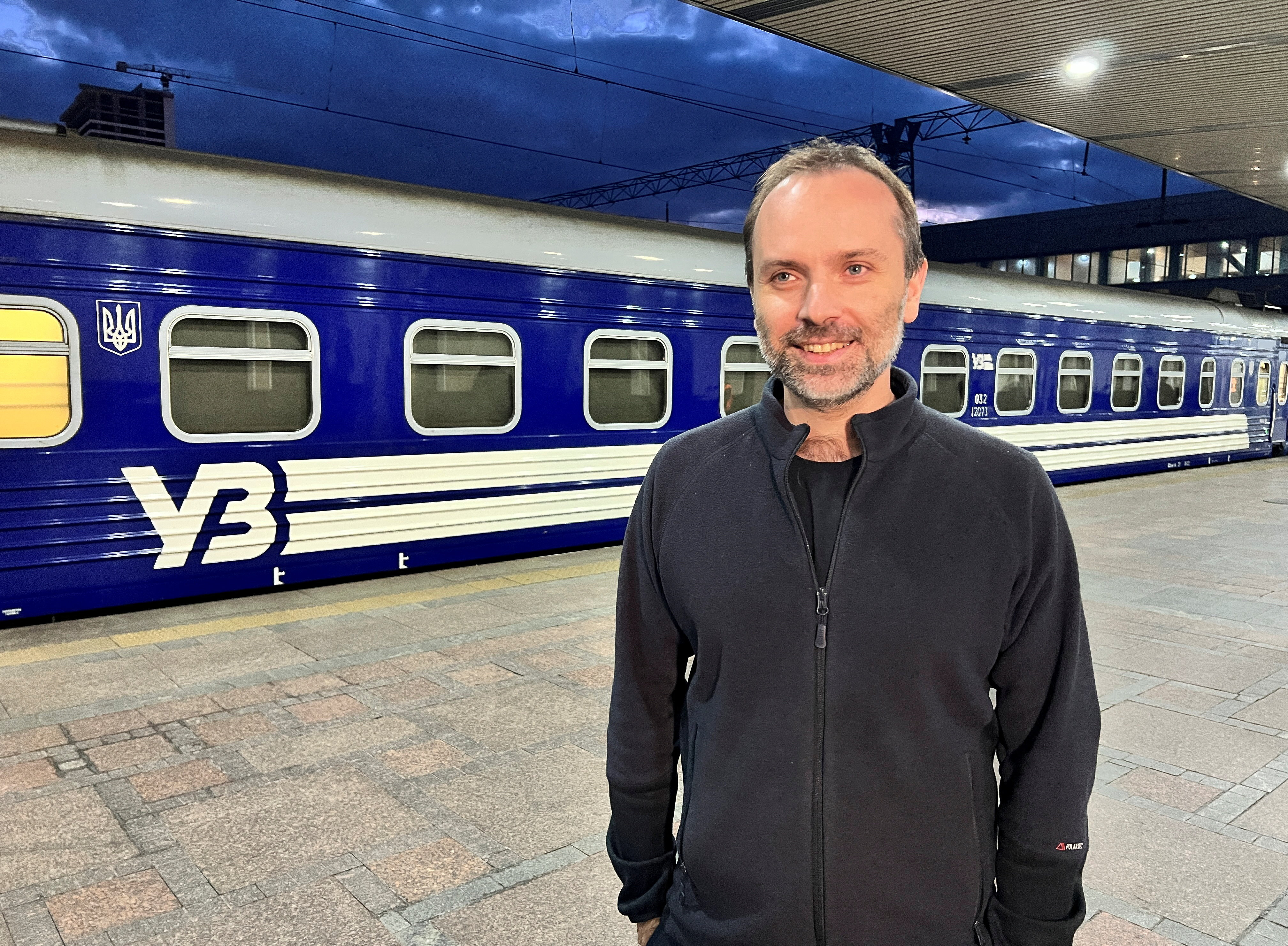 CEO of the state railway companyi Pertsovskyi speaks during an interview with Reuters in Kyiv