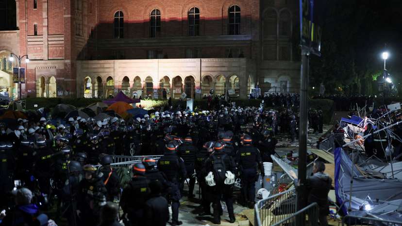 FILE PHOTO: Protesters gather at the University of California Los Angeles