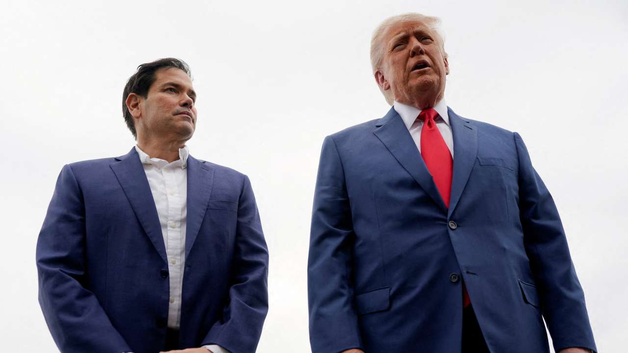 FILE PHOTO: U.S. President Donald Trump and U.S. Secretary of State Marco Rubio in Morristown, New Jersey