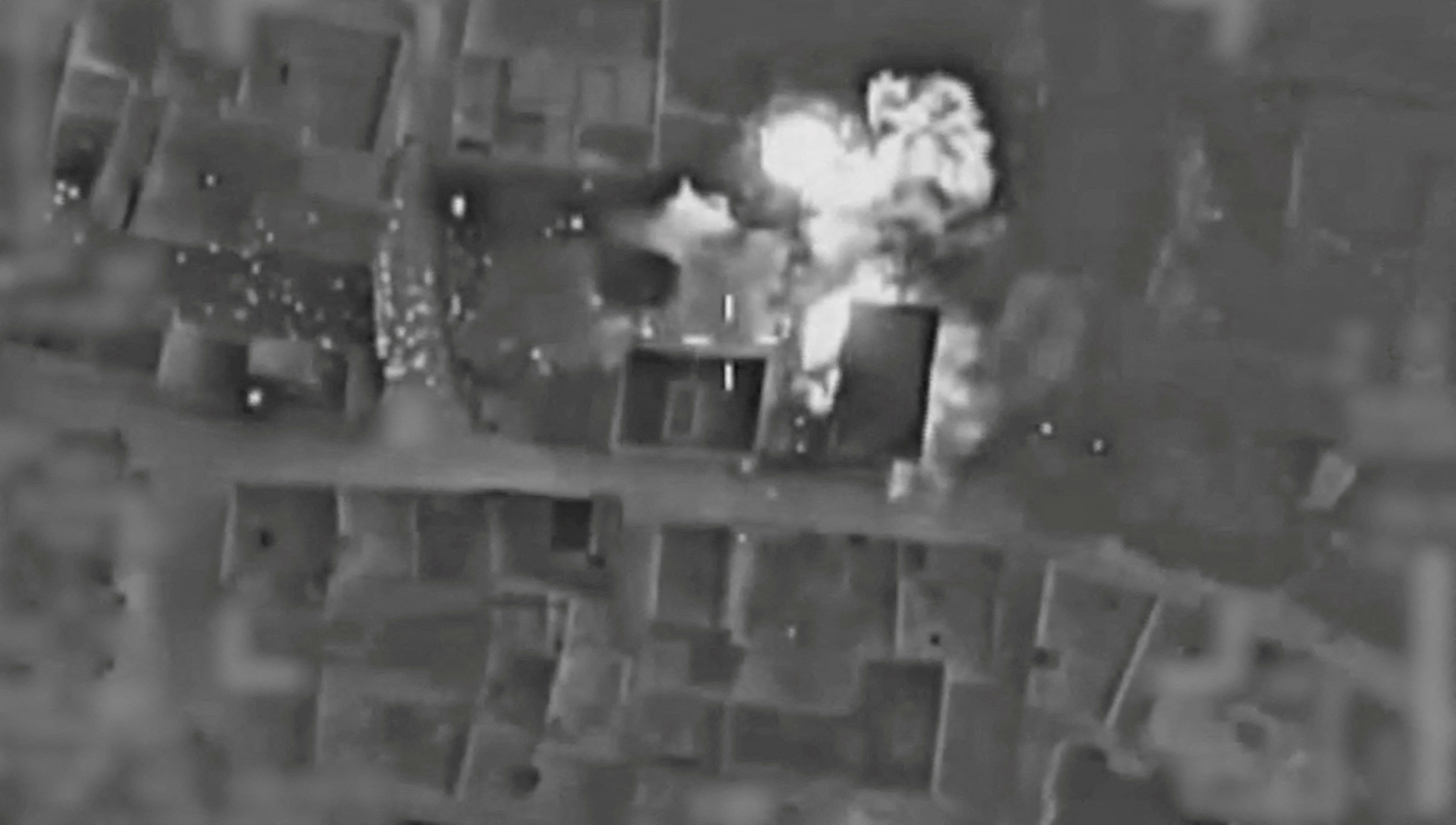 Visuals of strikes by the Israeli Defence Forces on alleged Hezbollah targets in Lebanon