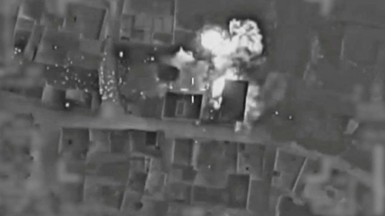 Visuals of strikes by the Israeli Defence Forces on alleged Hezbollah targets in Lebanon