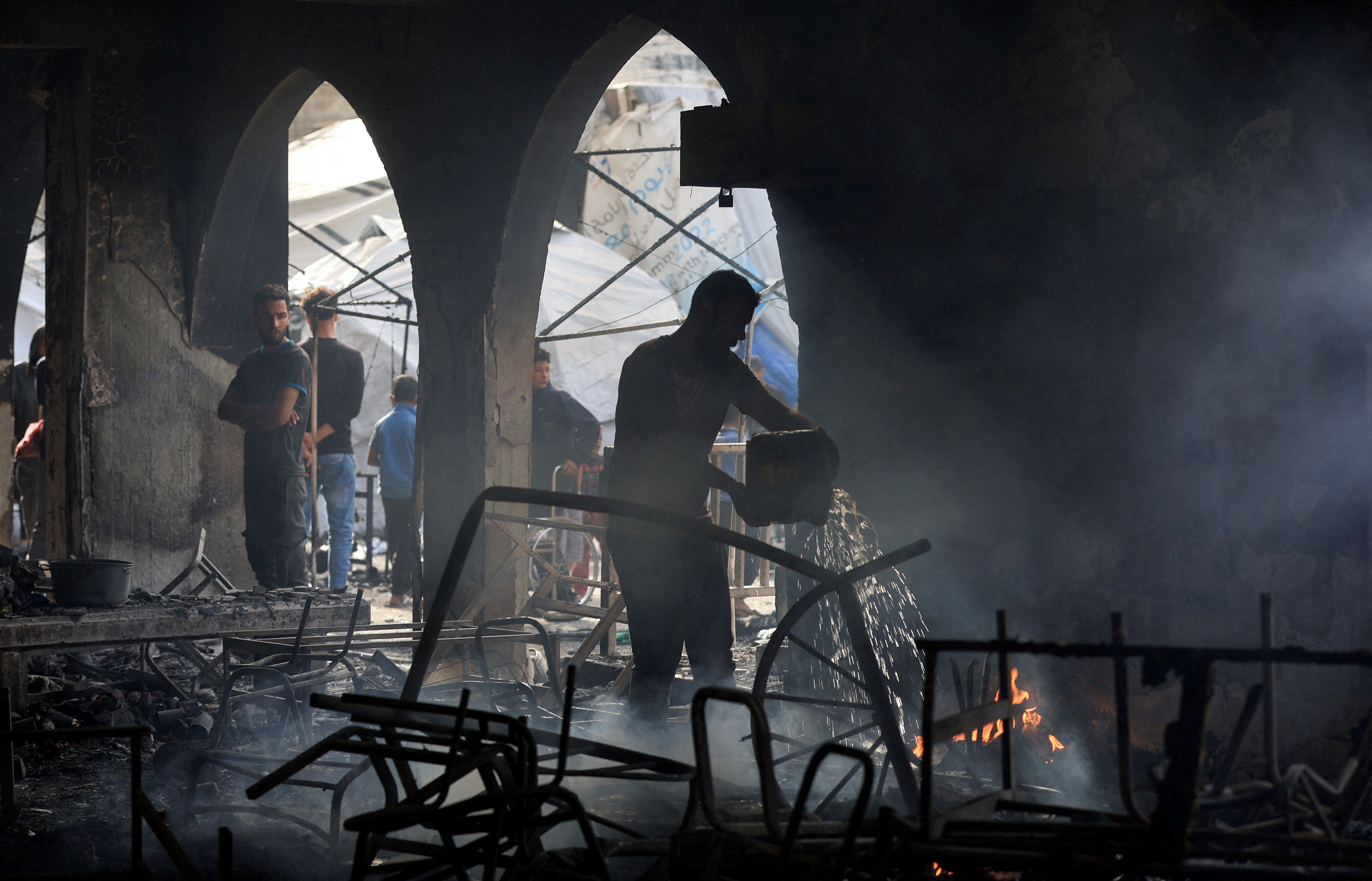 Israeli strike at a school sheltering displaced Palestinians, in Gaza City