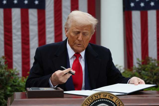 U.S. President Trump delivers remarks on tariffs at the White House