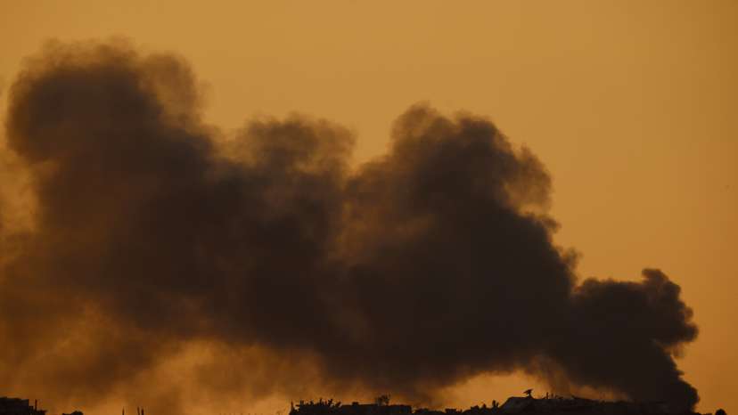 Smoke rises over Gaza, as seen from Israel