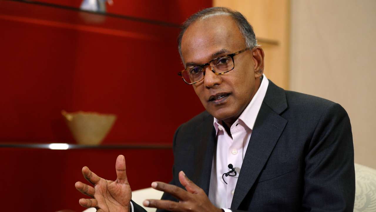 Singapore's Law Minister K. Shanmugam speaks to Reuters in Singapore