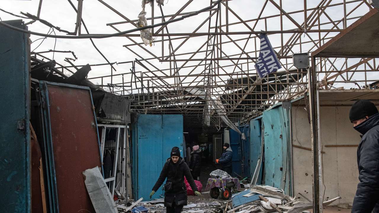 Aftermath of recent shelling in Donetsk